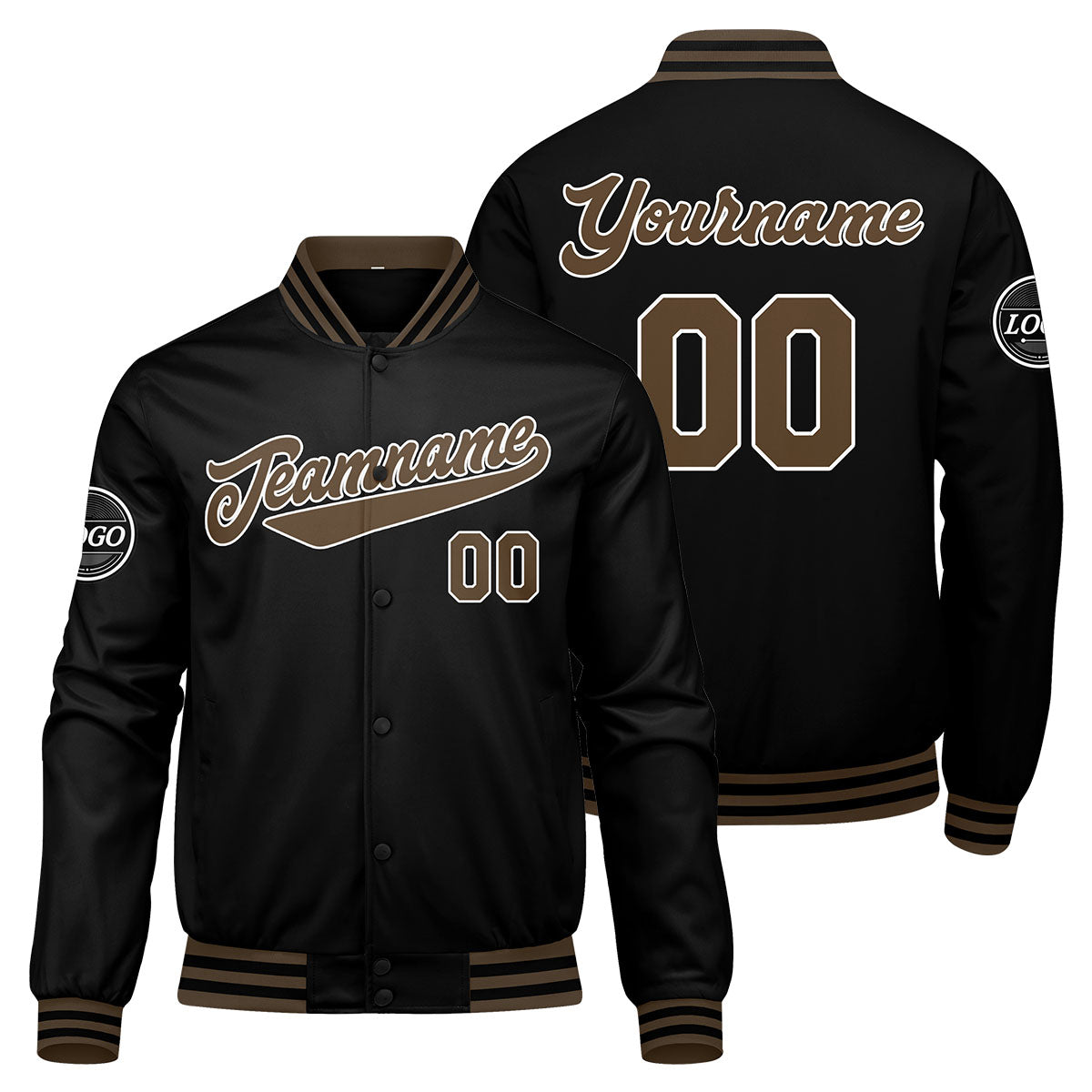 Custom Varsity Jacket Letterman jacket for Men, Women and Youth Black Brown enthsush
