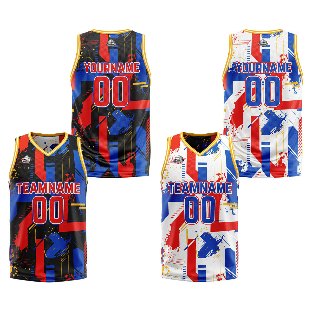 Custom Red Royal Reversible Basketball Suit for Adults and Kids Personalized Jersey enthsush