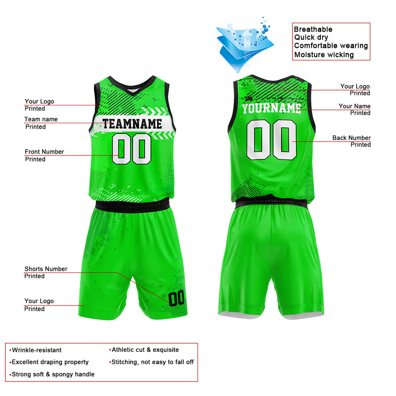 Custom Basketball Jersey Uniform Suit Printed Your Logo Name Number Green
