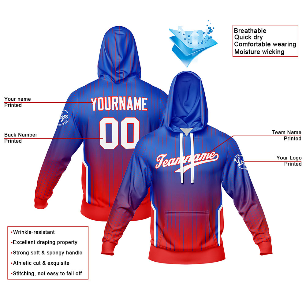 Custom Blue Red Sweatshirt Hoodie For Men Women Girl Boy Print Your Logo Name Number enthsush