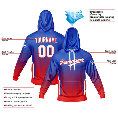 Custom Blue Red Sweatshirt Hoodie For Men Women Girl Boy Print Your Logo Name Number enthsush