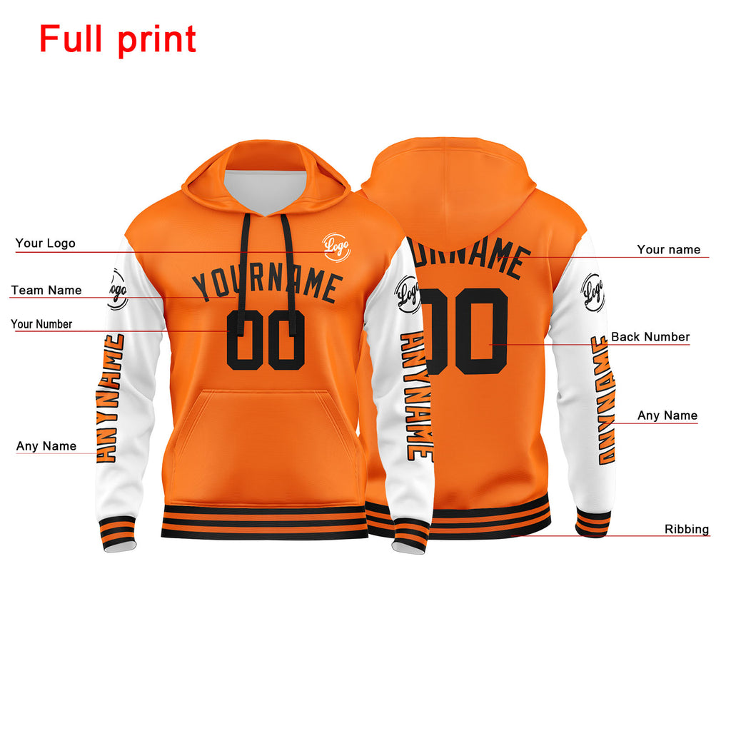 Custom Orange White  Sweatshirt Hoodie For Men Women Girl Boy Print Your Logo Name Number enthsush