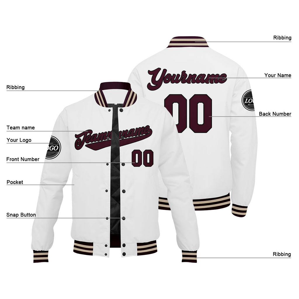 Custom Varsity Jacket Letterman jacket for Men, Women and Youth Marroon White enthsush