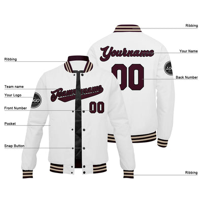 Custom Varsity Jacket Letterman jacket for Men, Women and Youth Marroon White enthsush