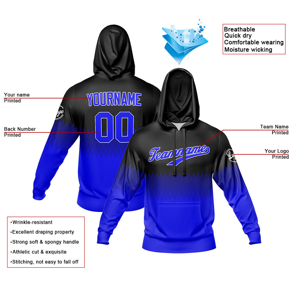 Custom Black Blue Sweatshirt Hoodie For Men Women Girl Boy Print Your Logo Name Number enthsush
