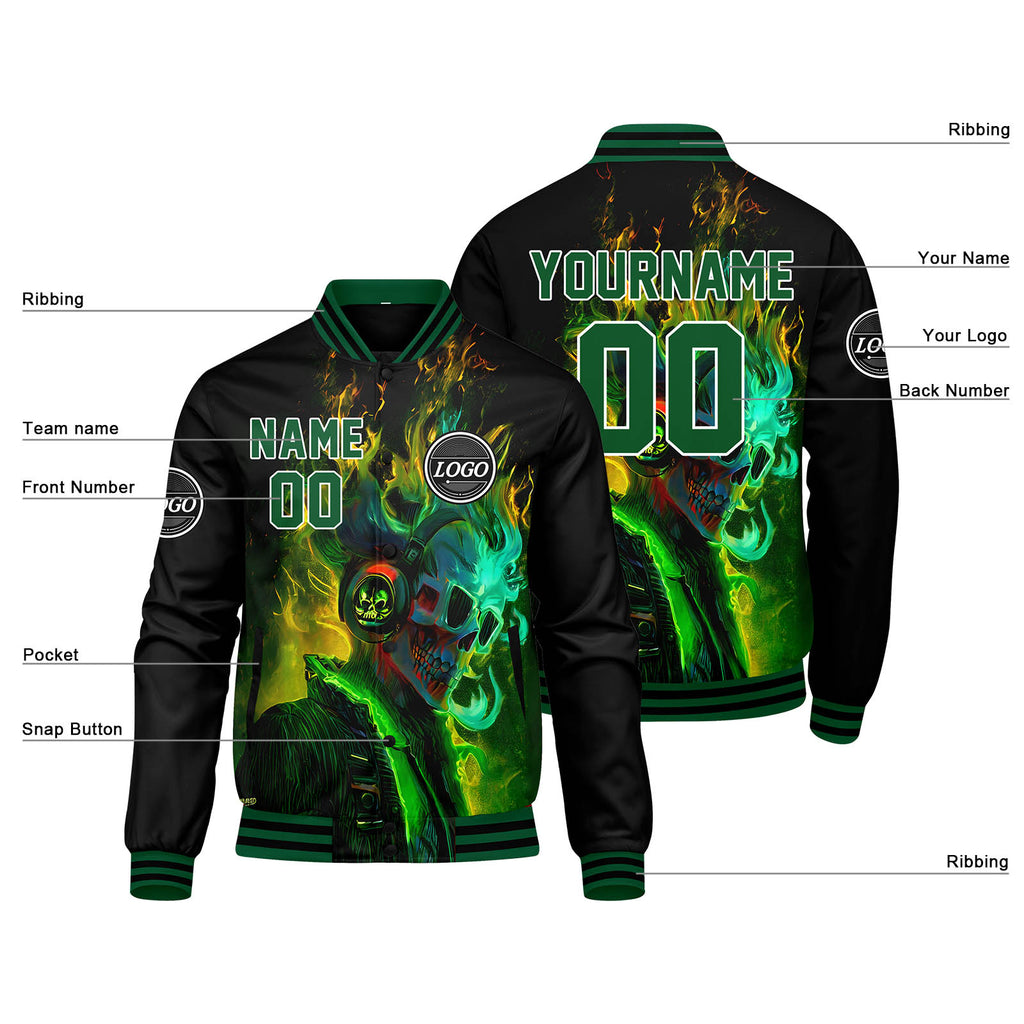 Custom Varsity Jacket Letterman jacket for Men, Women and Youth Green Black enthsush
