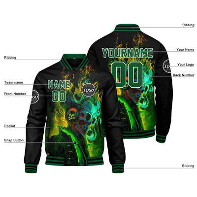 Custom Varsity Jacket Letterman jacket for Men, Women and Youth Green Black enthsush