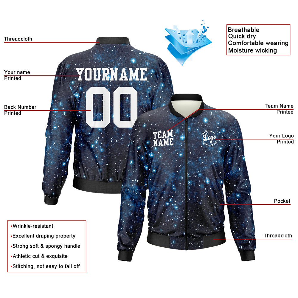 Custom Long Sleeve Windbreaker Jackets Uniform Printed Your Logo Name Number Starry Sky enthsush