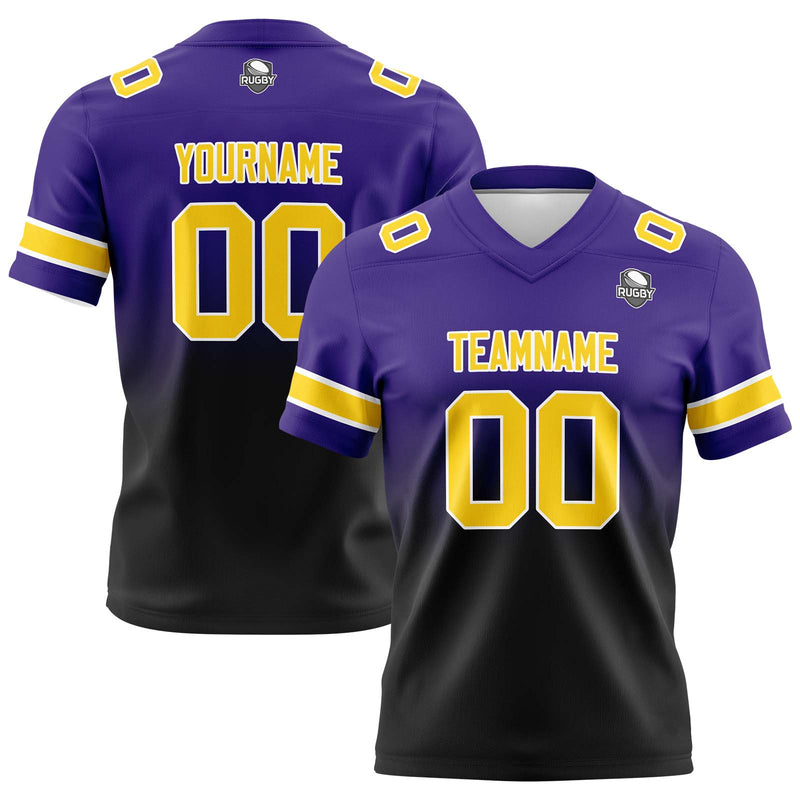 Custom Purple&Black Gradient Football Jersey Personalized Football Shirts for Men Women  Printed Team Name Number Logo