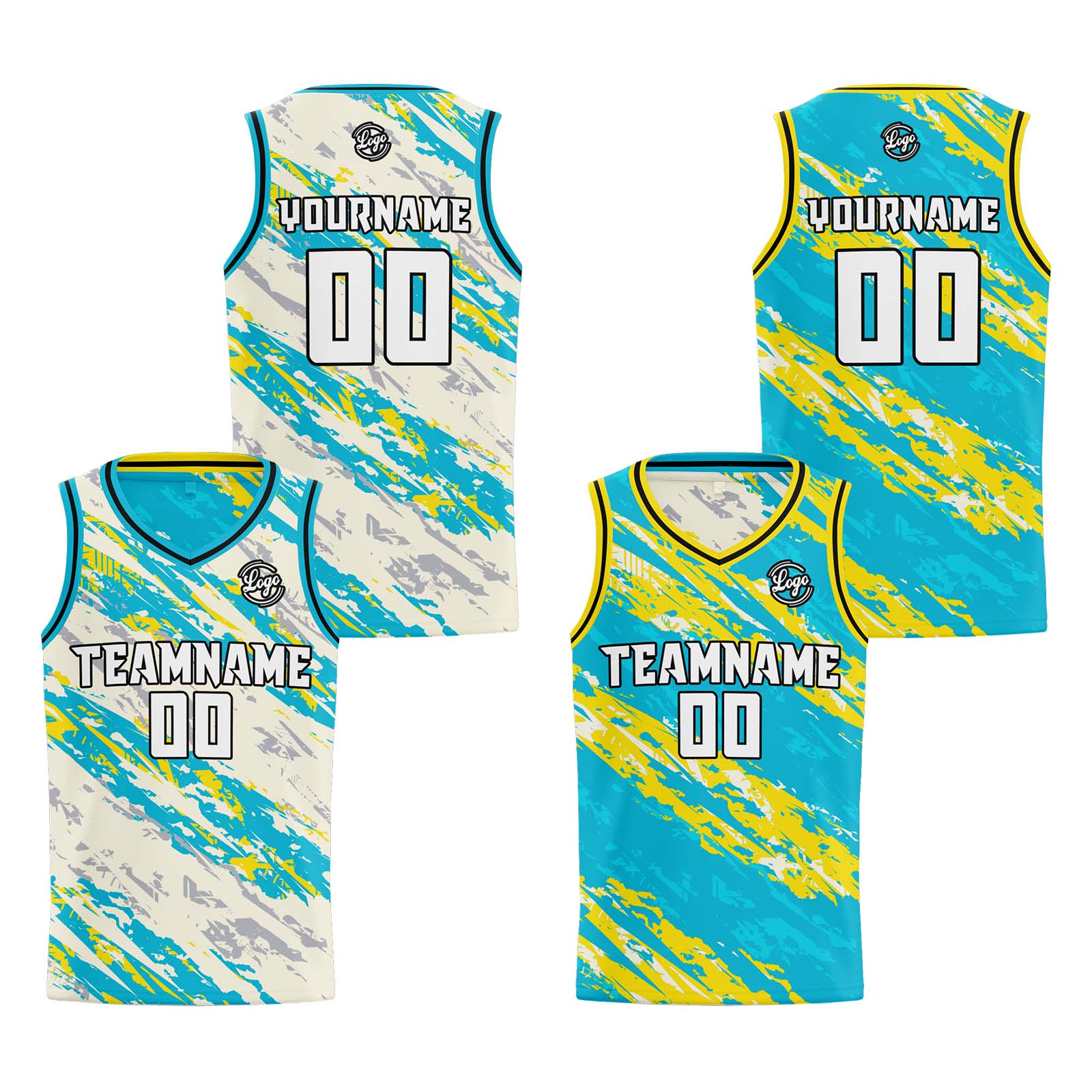 Custom Cream Light Blue Reversible Basketball Suit for Adults and Kids Personalized Jersey enthsush