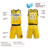 Custom Basketball Jersey Uniform Suit Printed Your Logo Name Number Yellow