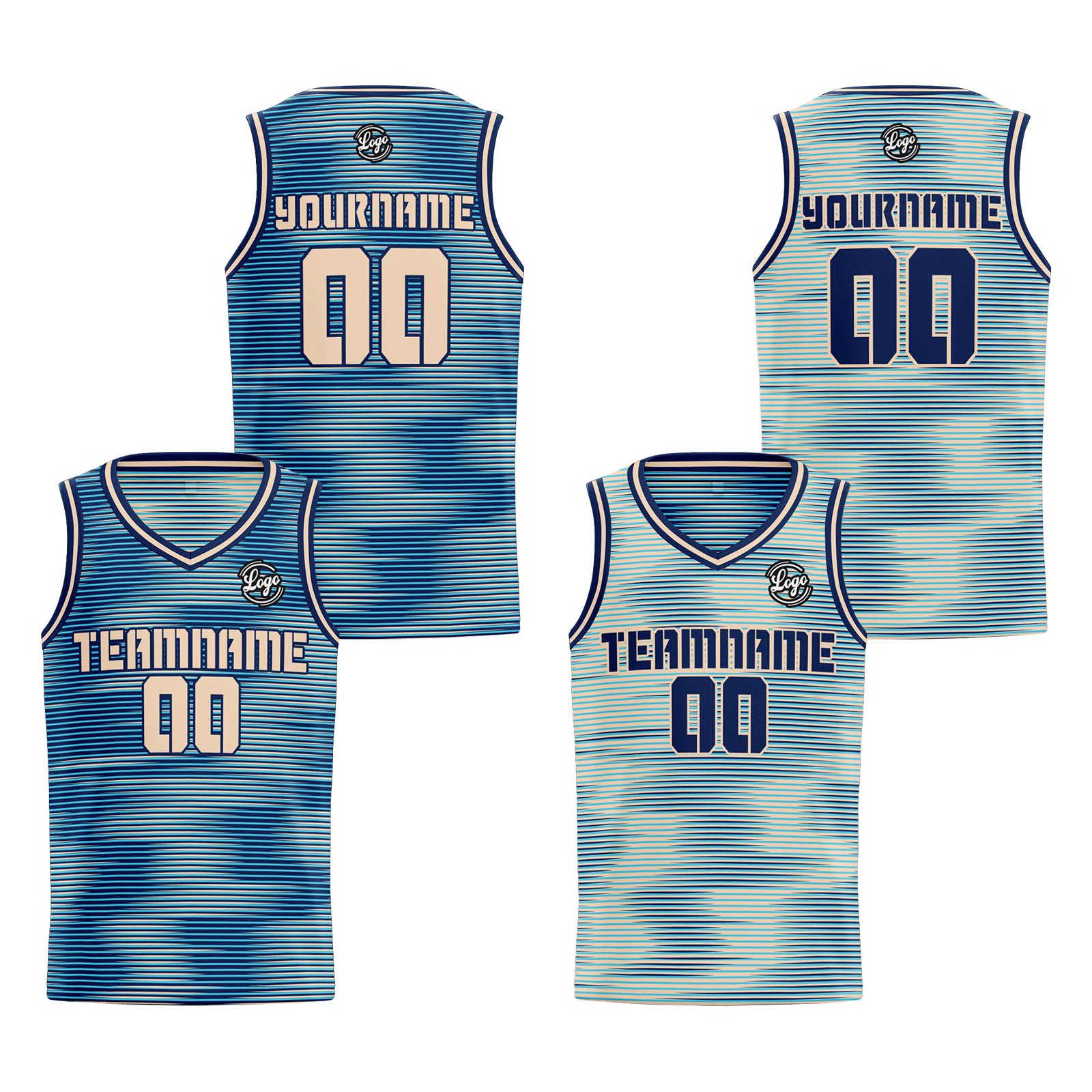Custom Navy Cream Reversible Basketball Suit for Adults and Kids Personalized Jersey enthsush