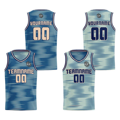 Custom Navy Cream Reversible Basketball Suit for Adults and Kids Personalized Jersey enthsush