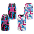 Custom Pink Light Blue Reversible Basketball Suit for Adults and Kids Personalized Jersey enthsush