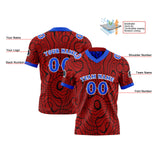 Custom Blue Red Reversible Football Jersey Personalized Gradient Football Shirts for Men Printed Team Name Number Logo
