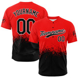 Custom Full Print Design Authentic Baseball Jersey black-red