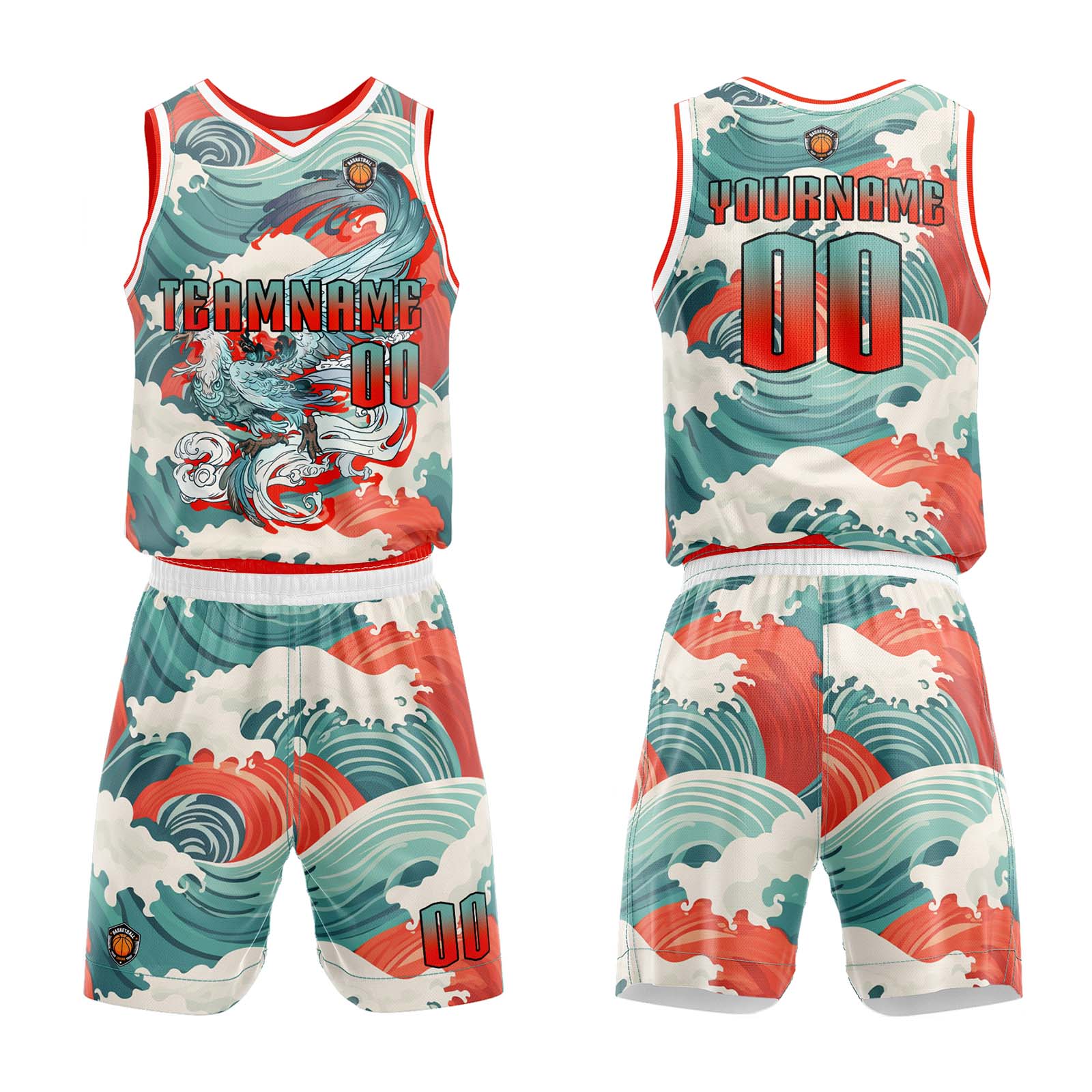 Custom Cyan Red Basketball Jersey Uniform Suit Printed Your Logo Name Number enthsush