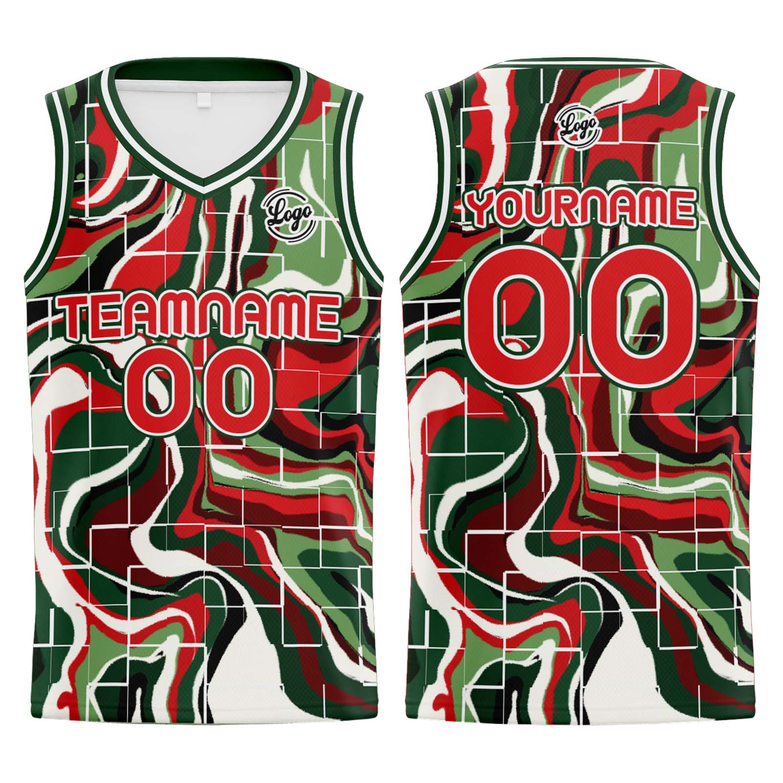 Custom Green Red Basketball Jersey Uniform Suit Printed Your Logo Name Number enthsush