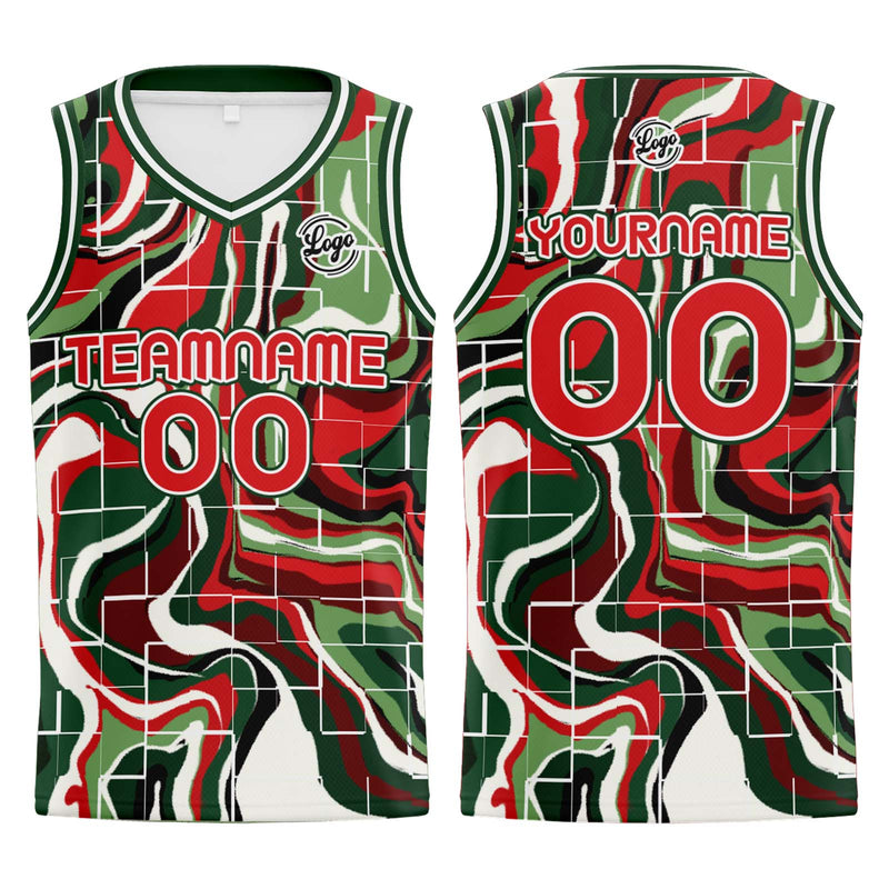 Custom Green Red Basketball Jersey Uniform Suit Printed Your Logo Name Number