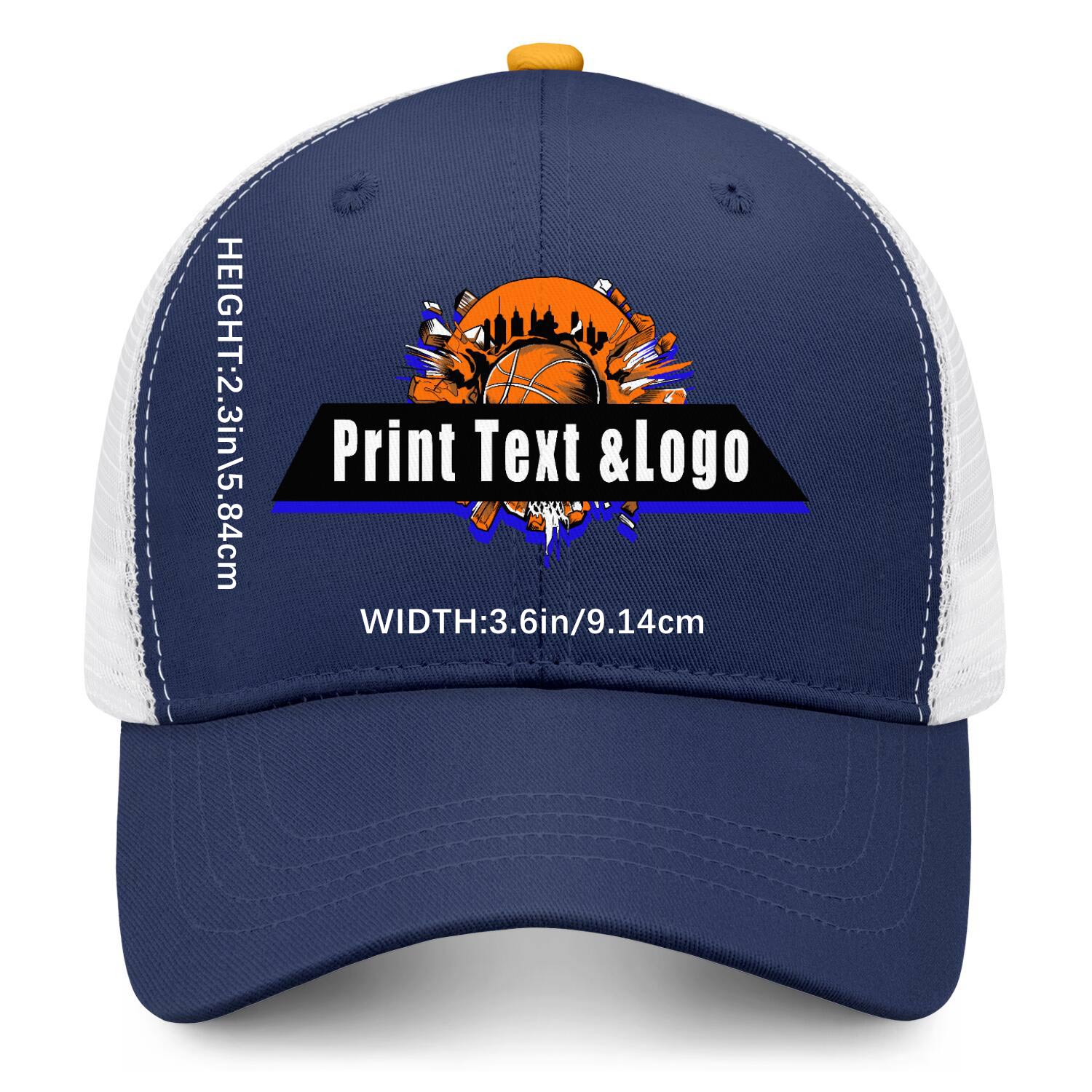 Personalized Navy Blue Yellow 5-Panel Duckbill Cap Your Unique Style Your Way enthsush