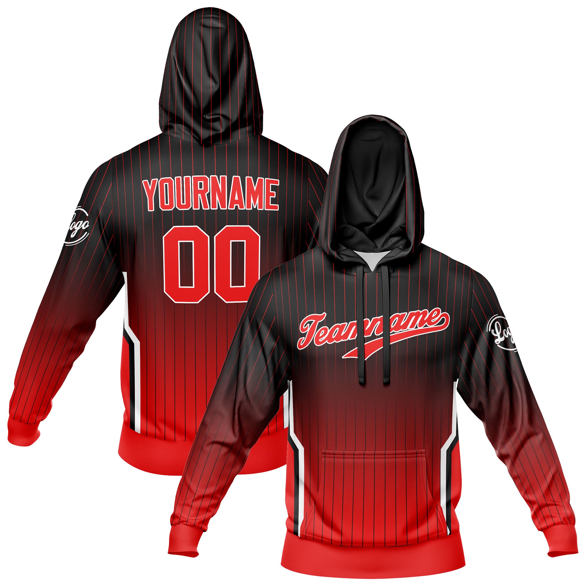 Custom Black Red Sweatshirt Hoodie For Men Women Girl Boy Print Your Logo Name Number enthsush