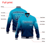 Custom Gradient Varsity Jacket Letterman jacket for Men, Women and Youth Aqua&Dark Blue