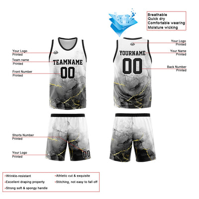 Custom Basketball Jersey Uniform Suit Printed Your Logo Name Number Black&White enthsush