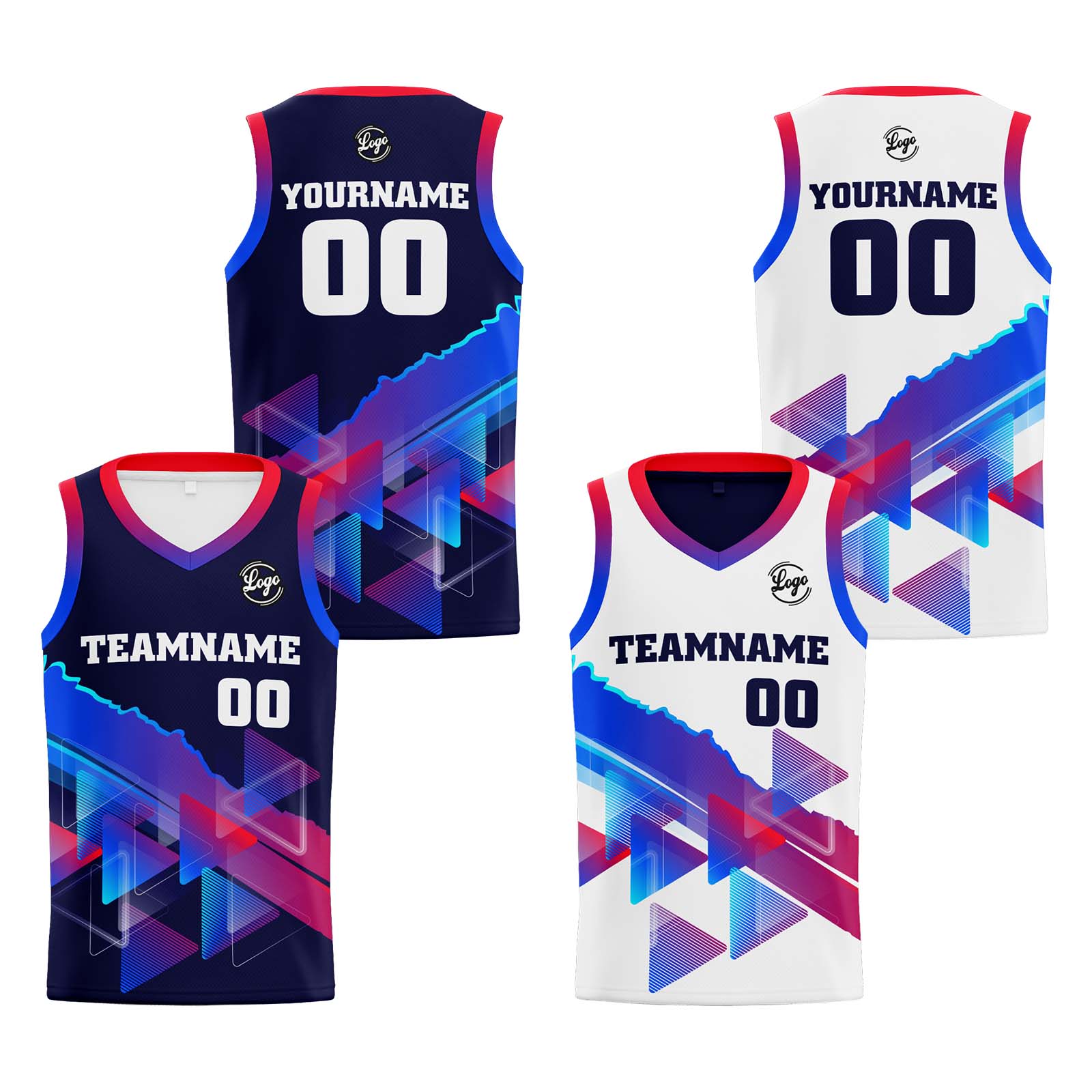 Custom Navy Red Blue Reversible Basketball Suit for Adults and Kids Personalized Jersey enthsush