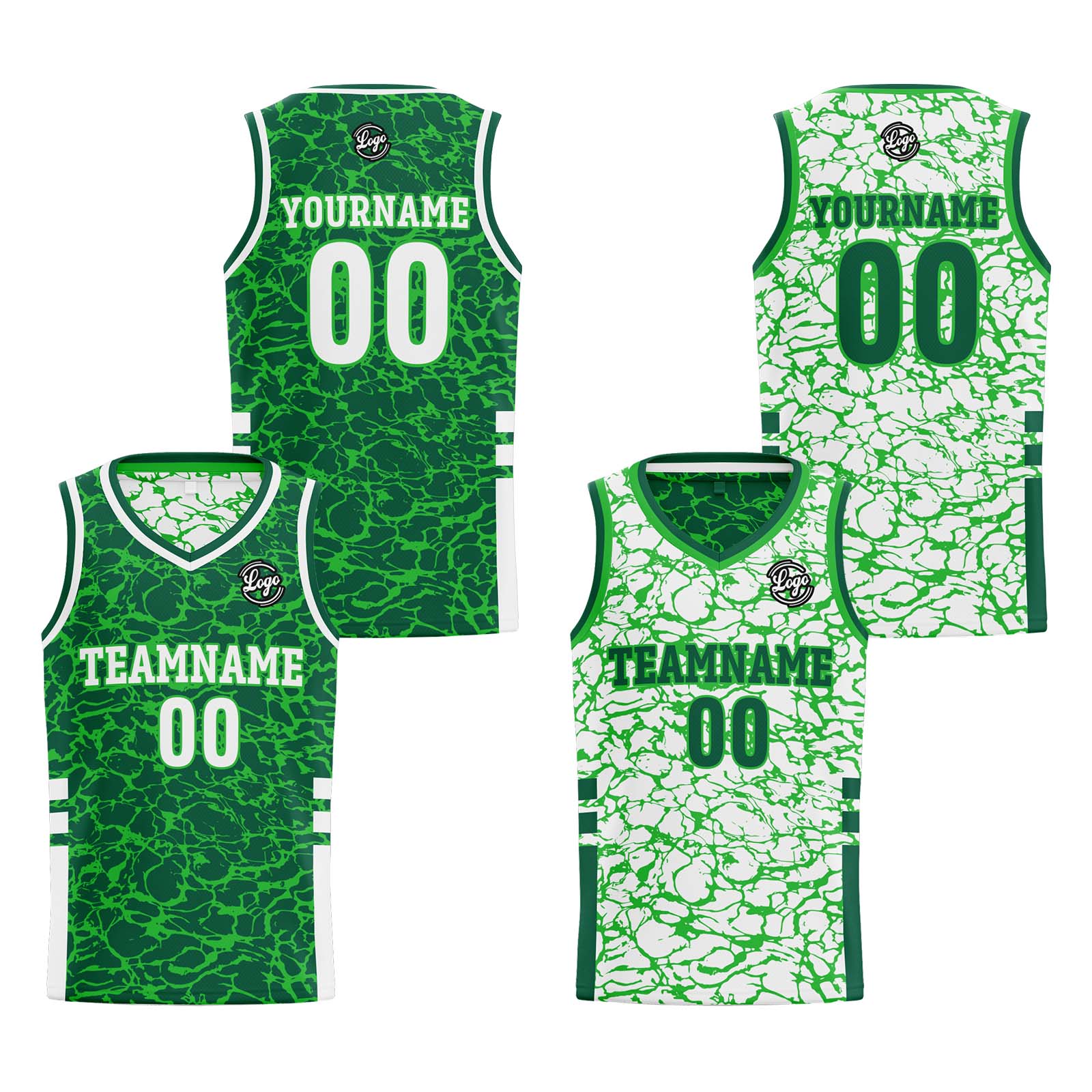 Custom Green Reversible Basketball Suit for Adults and Kids Personalized Jersey enthsush
