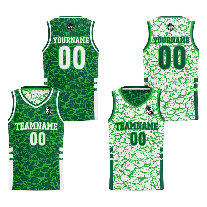 Custom Green Reversible Basketball Suit for Adults and Kids Personalized Jersey
