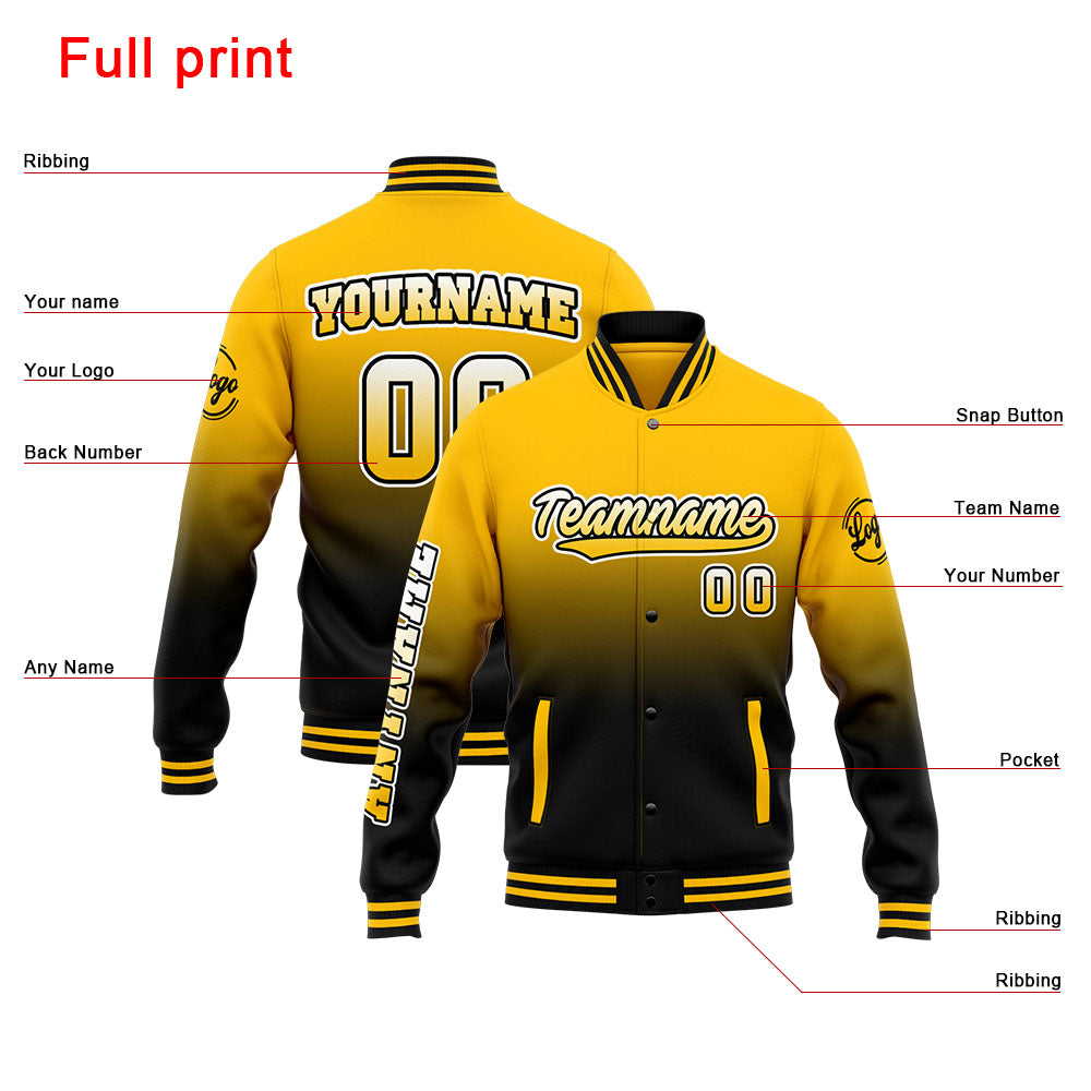 Custom Varsity Jacket Letterman jacket for Men, Women and Youth Yellow Black enthsush