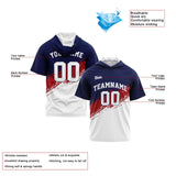 Custom Navy Red White Short Sleeve Hoodies for Men Women Shirts with Hoods Printed Name Logo