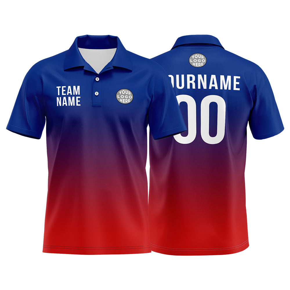 Custom Royal Red Football Polo Shirts Add Your Unique Logo/Name/Number enthsush