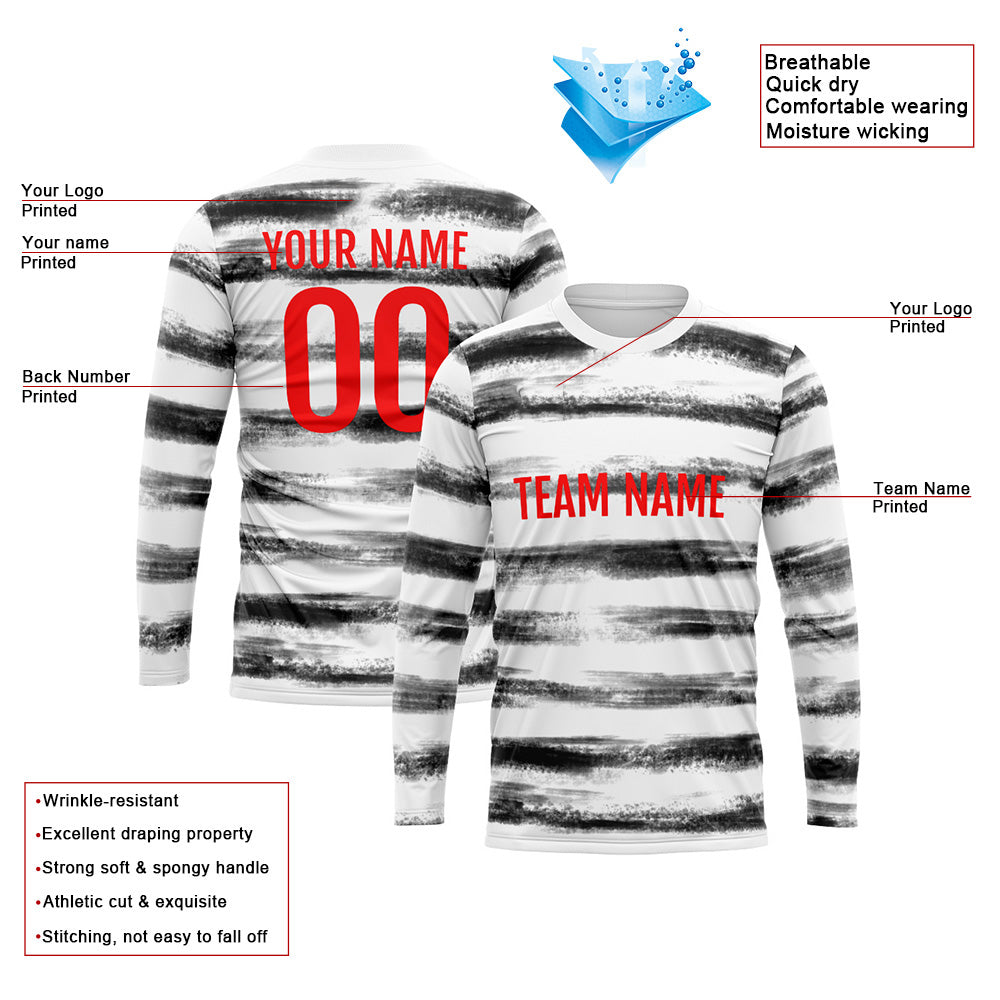 Custom Basketball Soccer Football Shooting Long T-Shirt for Adults and Kids White-Black enthsush