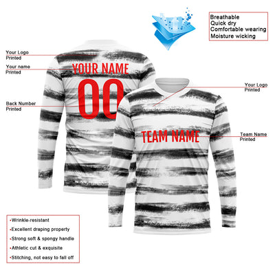 Custom Basketball Soccer Football Shooting Long T-Shirt for Adults and Kids White-Black enthsush