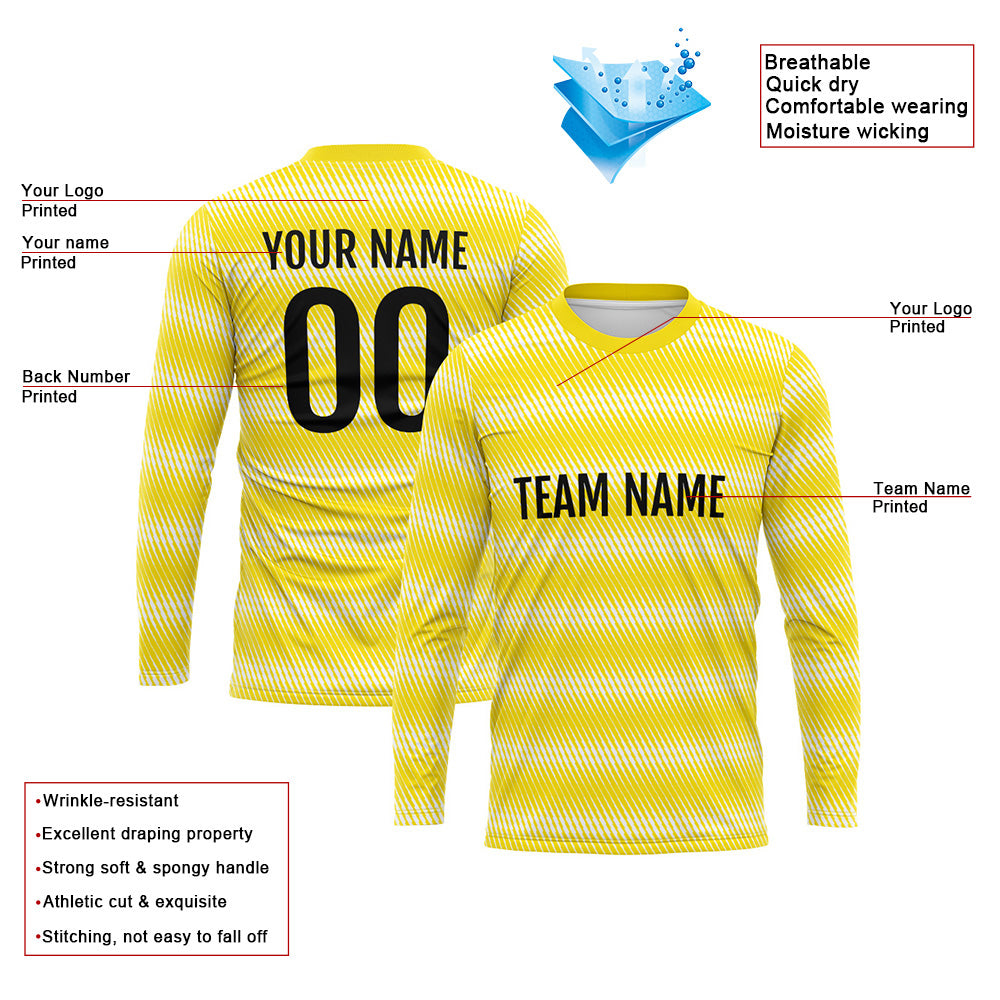 Custom Basketball Soccer Football Shooting Long T-Shirt for Adults and Kids Yellow-White enthsush