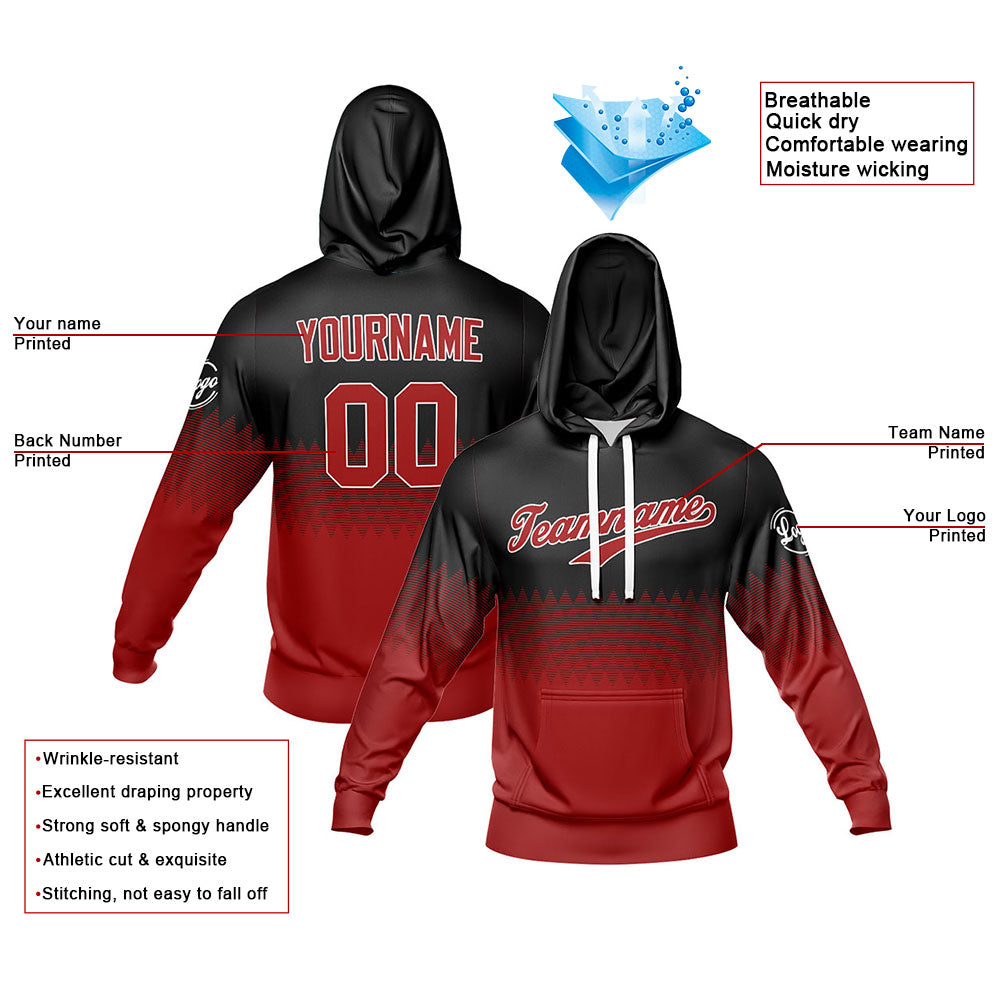 Custom Black Deep Red Sweatshirt Hoodie For Men Women Girl Boy Print Your Logo Name Number enthsush