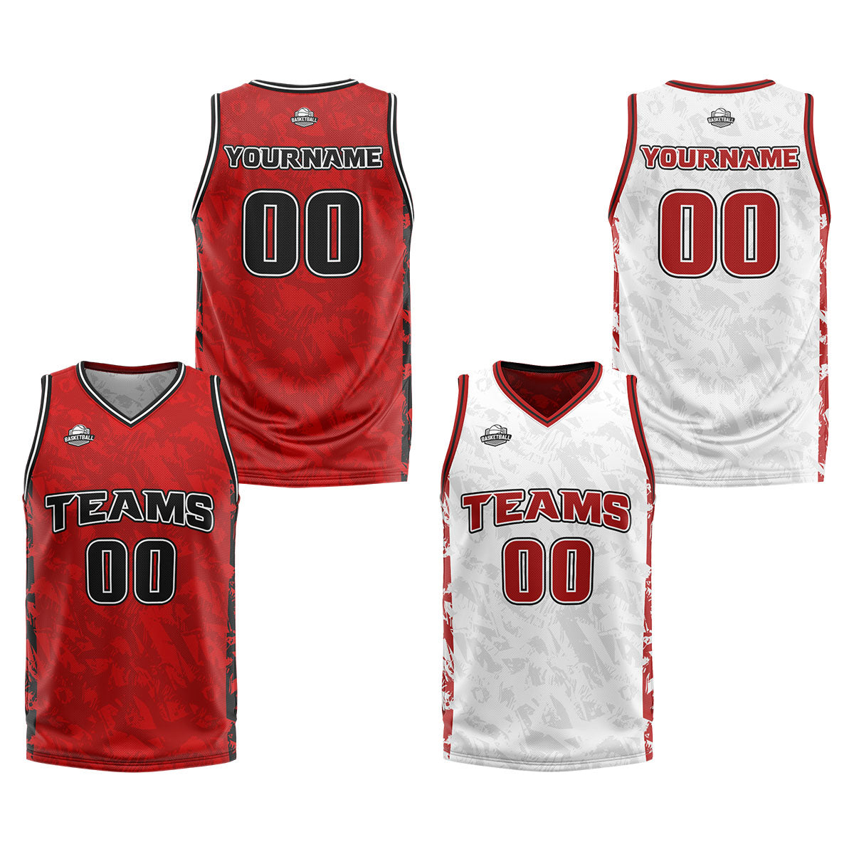 Custom Red Reversible Basketball Suit for Adults and Kids Personalized Jersey enthsush