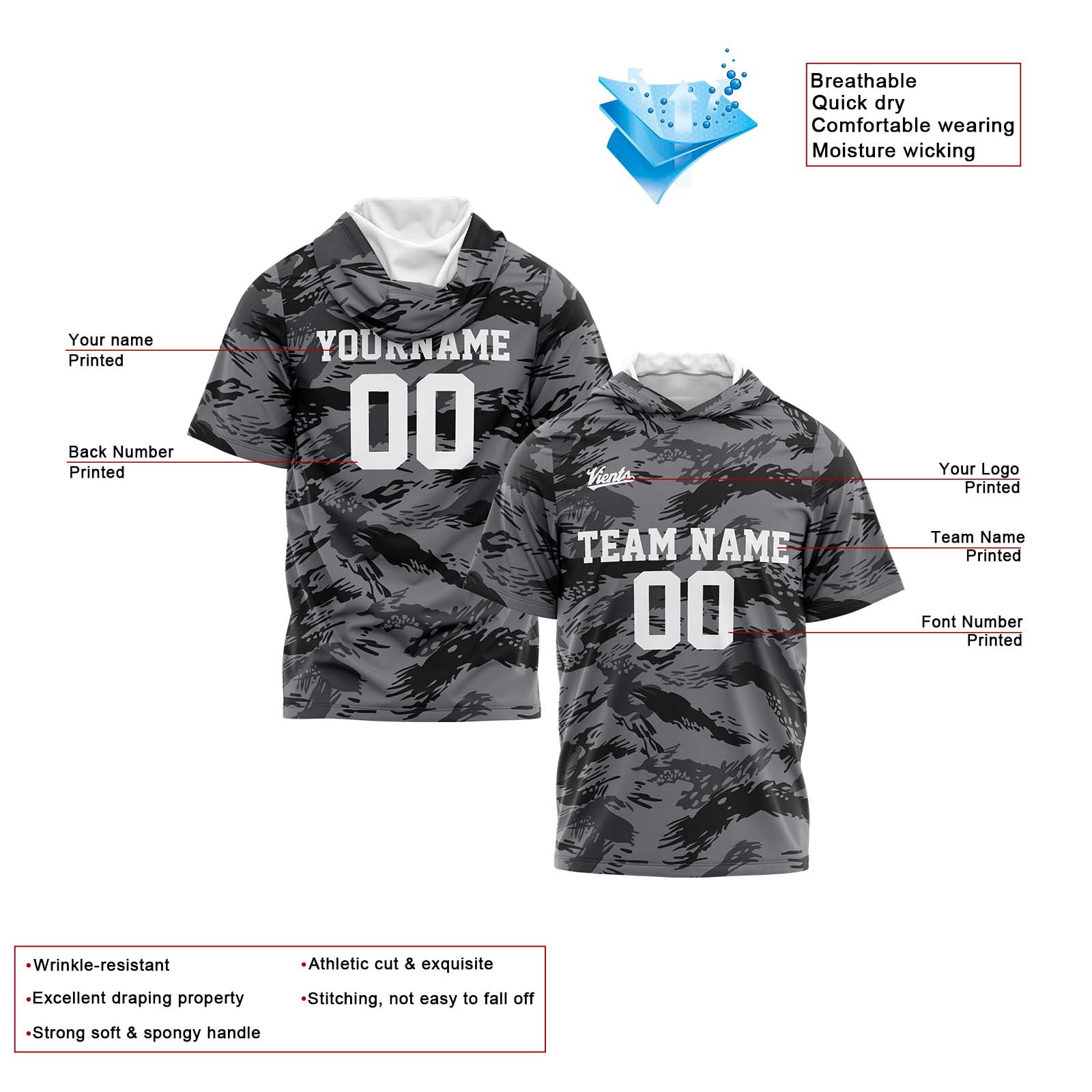 Custom Grey Sleeve Hoodies for Men Women Shirts with Hoods Printed Name Logo enthsush