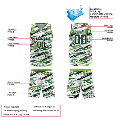 Custom White Green Basketball Jersey Uniform Suit Printed Your Logo Name Number enthsush