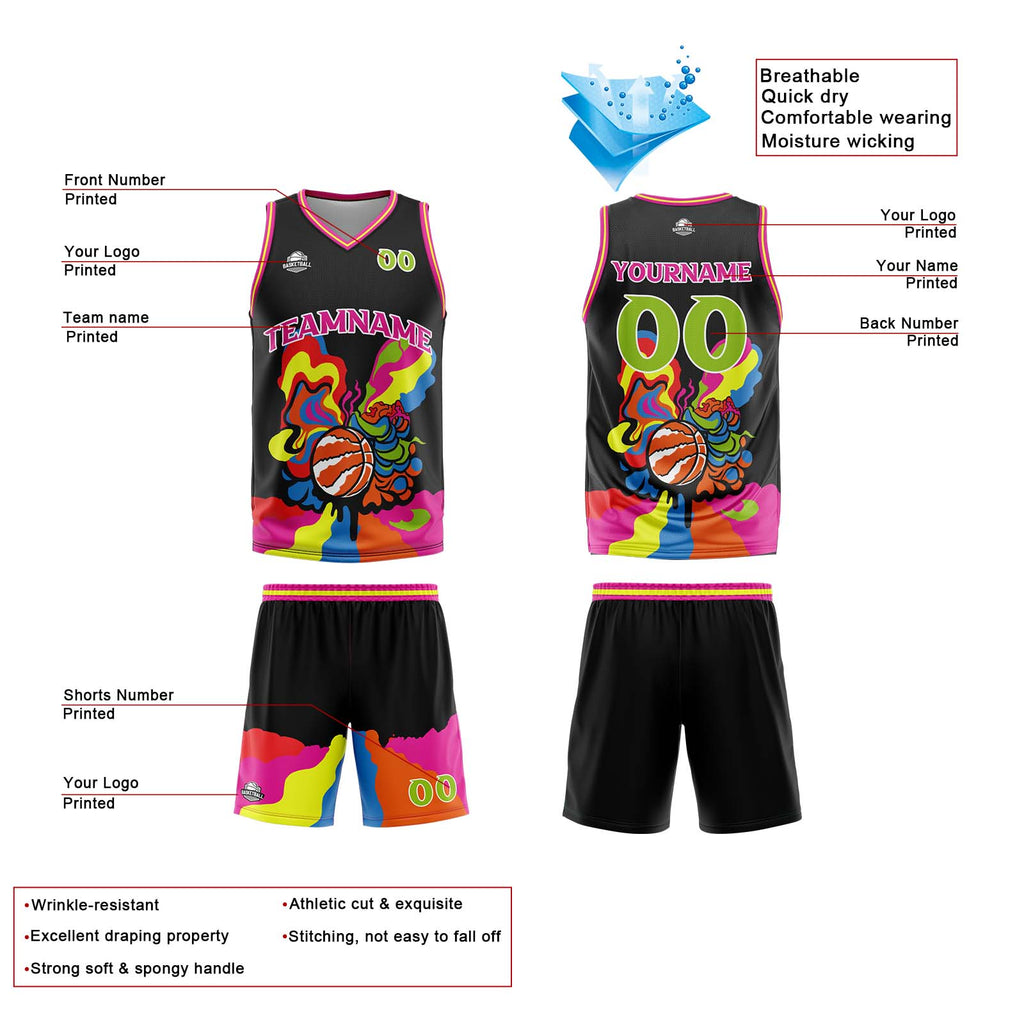 Custom Black Basketball Jersey Uniform Suit Printed Your Logo Name Number enthsush