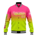 Custom Gradient Varsity Jacket Letterman jacket for Men, Women and Youth Pink&Chartreuse enthsush