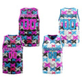 Custom Pink Blue Reversible Basketball Suit for Adults and Kids Personalized Jersey enthsush