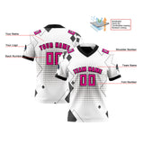 Custom White Pink Reversible Football Jersey Personalized Gradient Football Shirts for Men Printed Team Name Number Logo