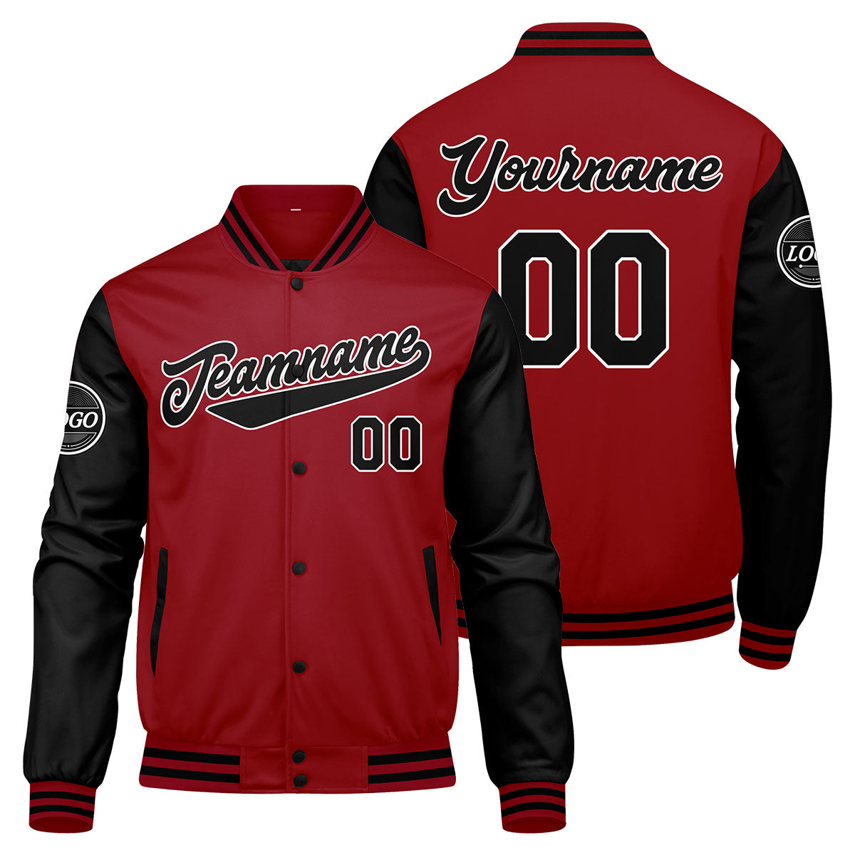 Custom Varsity Jacket Letterman jacket for Men, Women and Youth Red Black enthsush