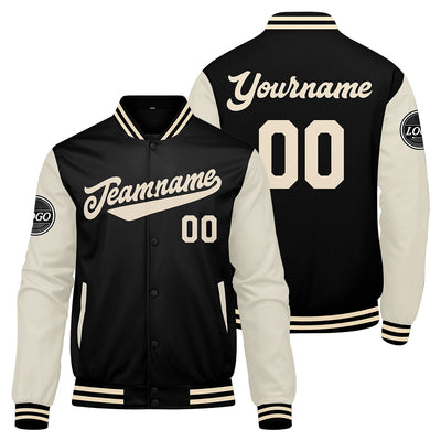 Custom Varsity Jacket Letterman jacket for Men, Women and Youth Black Cream enthsush