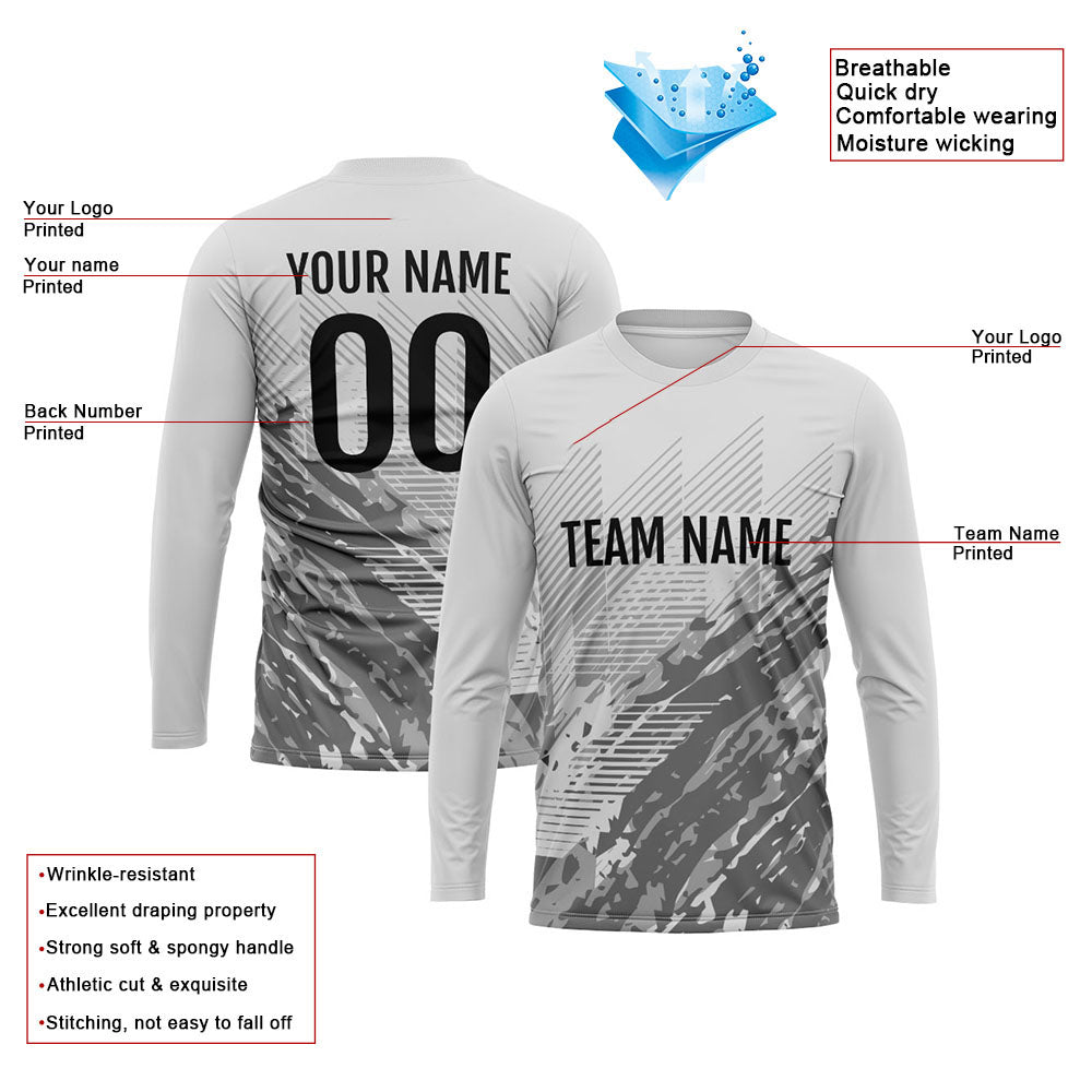 Custom Basketball Soccer Football Shooting Long T-Shirt for Adults and Kids Gray enthsush