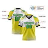 Custom Green Yellow Football Jersey Personalized Gradient Football Shirts for Men Printed Team Name Number Logo