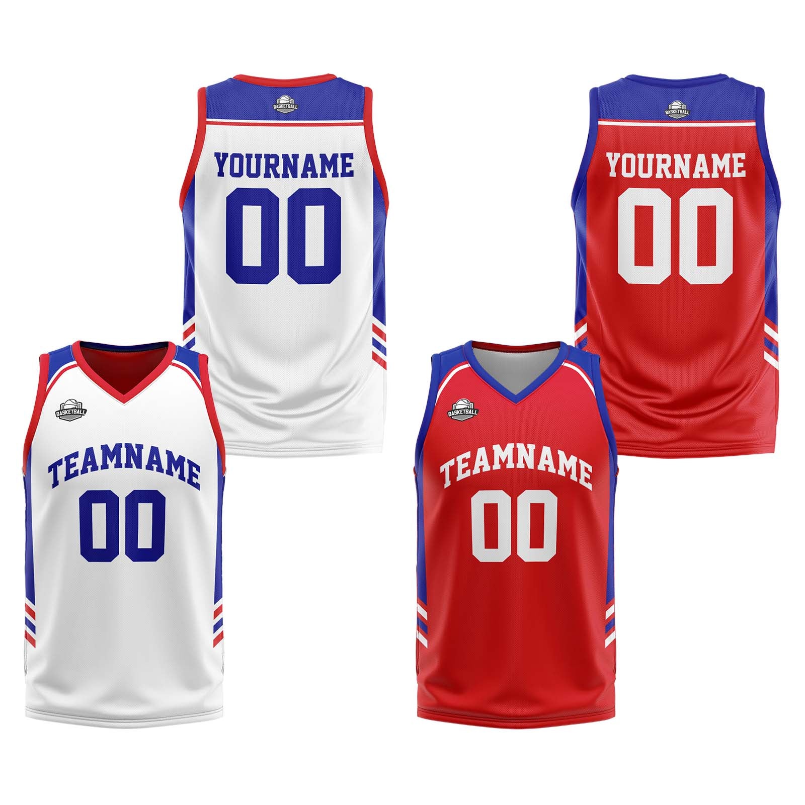 Custom Royal Red Reversible Basketball Suit for Adults and Kids Personalized Jersey enthsush