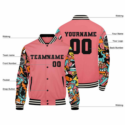 Custom Varsity Jacket Letterman jacket for Men, Women and Youth Pink enthsush